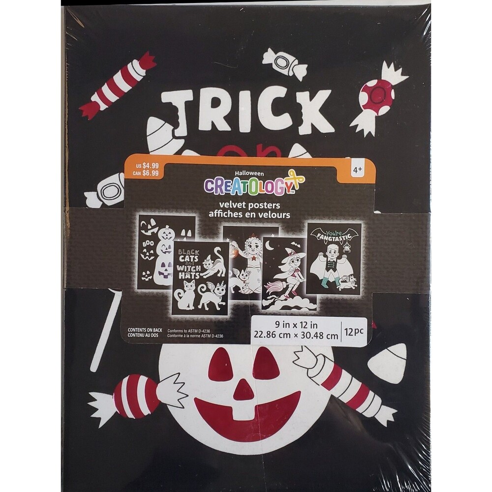 12pc Creatology Halloween Velvet Posters 9x12 Kids Art Activity Set Spooky New